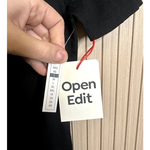 Open Edit Black Ribbed Bodycon Mini T-shirt Dress Size S - Picture 6 of 8